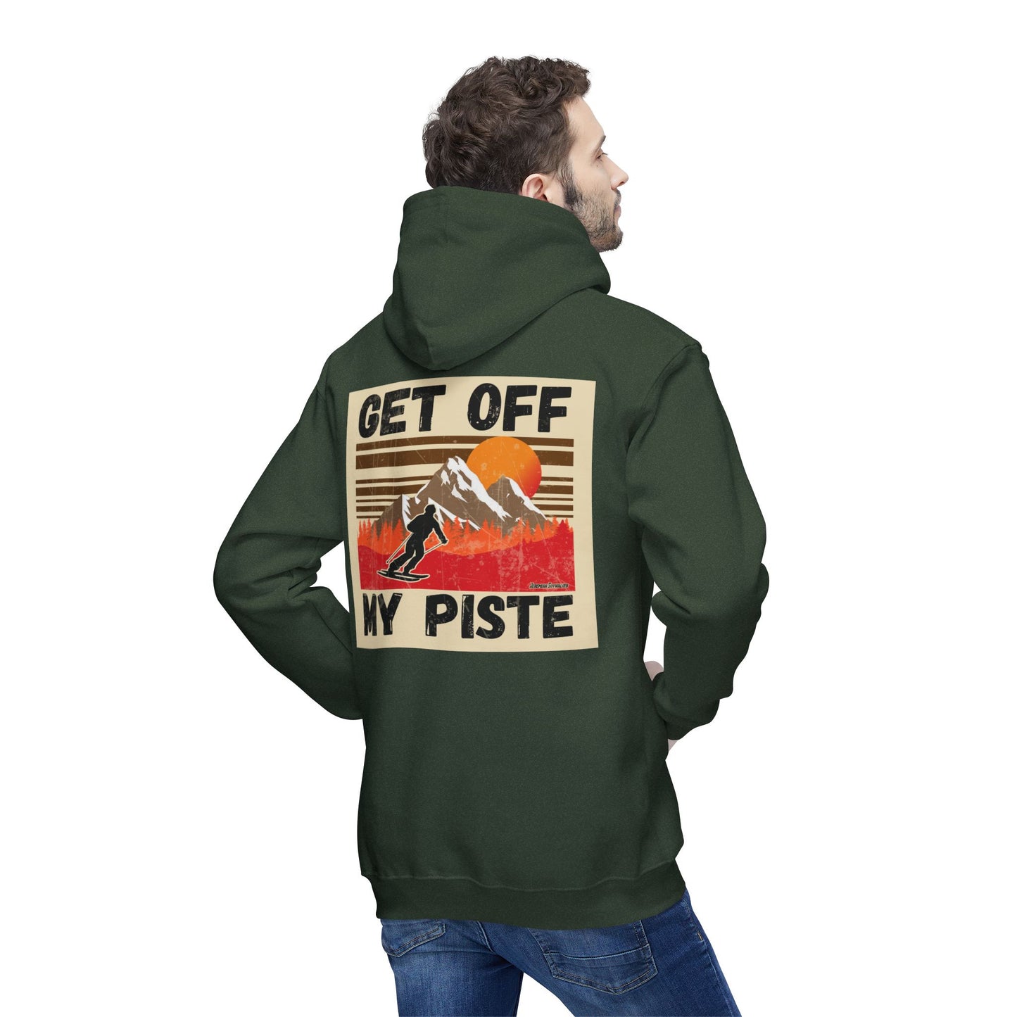 Ski Hoodie — "Get Off My Piste" Retro Skiing Pullover