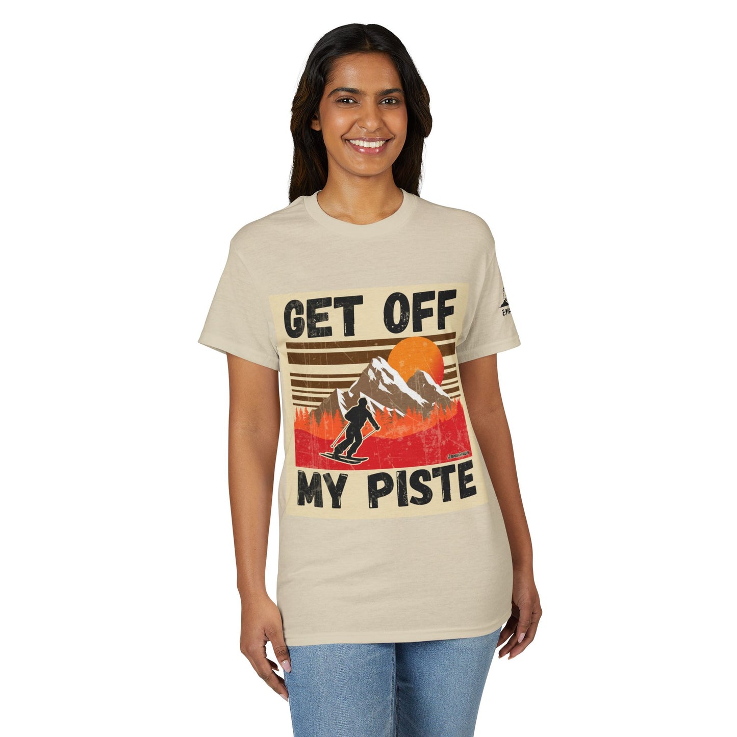 Get Off My Piste Ski T-Shirt — Retro Mountain Snowboard Graphic