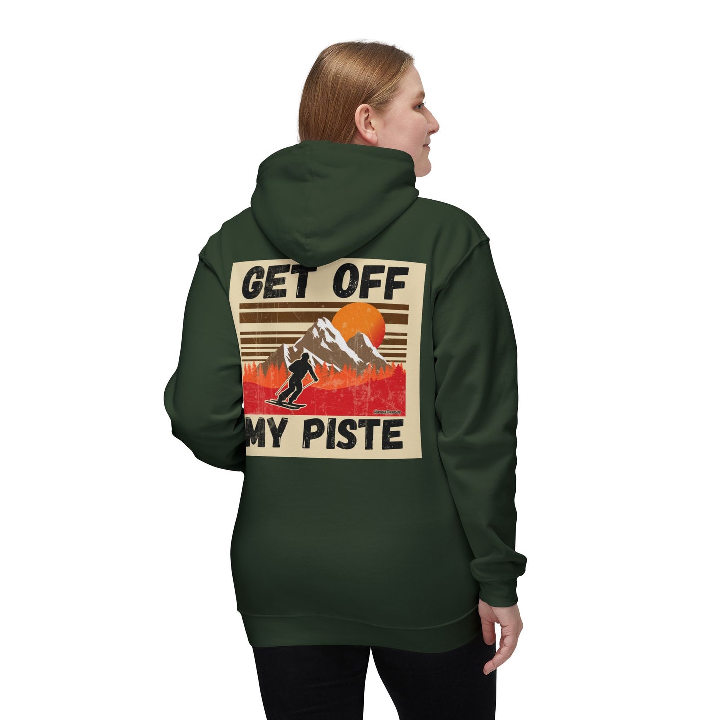 Ski Hoodie — "Get Off My Piste" Retro Skiing Pullover